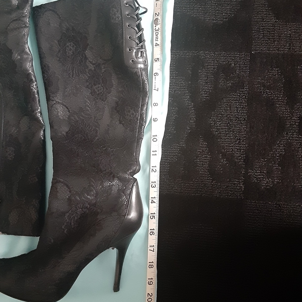 Knee Length Lace Zip-up Boots - Picture 8 of 8